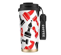 NImongt Tasse à café en acier inoxydable avec motif d'échecs pour boissons chaudes et froides, usage quotidien, bureau, voyage