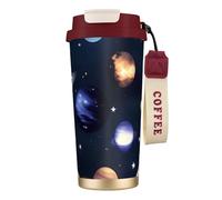 NImongt Tasse à café et thé en acier inoxydable avec imprimé planètes, étoiles et voie lactée pour boissons chaudes et froides, usage quotidien, bureau, voyage