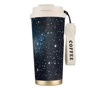 NImongt Tasse à café et thé en acier inoxydable avec motif constellation, amas d'étoiles, galaxies, pour boissons chaudes et froides, usage quotidien, bureau, voyage