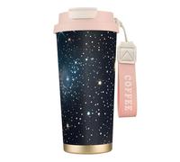 NImongt Tasse à café et thé en acier inoxydable avec motif constellation, amas d'étoiles, galaxies, pour boissons chaudes et froides, usage quotidien, bureau, voyage