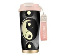 NImongt Tasse à café et thé en acier inoxydable avec motif Yin Yang pour boissons chaudes et froides, usage quotidien, bureau, voyage