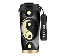 NImongt Tasse à café et thé en acier inoxydable avec motif Yin Yang pour boissons chaudes et froides, usage quotidien, bureau, voyage