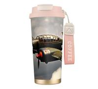 NImongt Tasse à café et thé en acier inoxydable imprimé avion de la Seconde Guerre mondiale 2 _ 00x pour boissons chaudes et froides Utilisation quotidienne Bureau Voyage