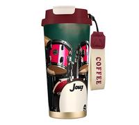 NImongt Tasse à café et thé en acier inoxydable imprimé jazz pour boissons chaudes et froides, usage quotidien, bureau, voyage