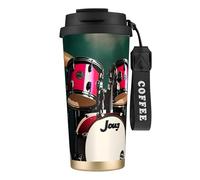 NImongt Tasse à café et thé en acier inoxydable imprimé jazz pour boissons chaudes et froides, usage quotidien, bureau, voyage