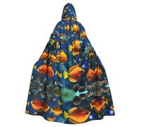 NImongt The Underwater World Cape à capuche unisexe avec imprimé poissons tropicaux pour cosplay, carnaval, sorcière