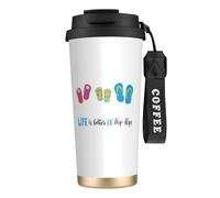 NImongt Tongs calligraphiées en acier inoxydable avec impression chaussures de plage pour boissons chaudes et froides - Pour un usage quotidien, le bureau, les voyages