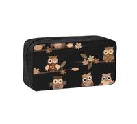 NImongt Trousse à stylos unisexe avec imprimé chouettes de dessin animé - Grande capacité - Pour bureau et voyage