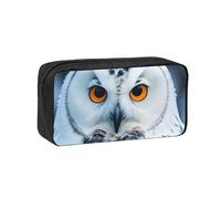 NImongt Trousse à stylos unisexe avec imprimé hibou enneigé, grande capacité, accessoire de papeterie, bureau, voyage, pochette