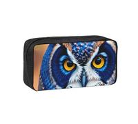 NImongt Trousse unisexe de grande capacité Motif chouette bleue
