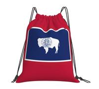 NImongt Wyoming State Flag Print Lightweight Drawstring Backpack Sac à dos Unisexe Sac Fitness Voyage Yoga Activités de plein air
