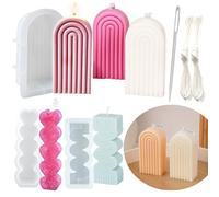 Nimozekd Moule à bougie en forme d'arche arc-en-ciel, pilier en forme de cœur, moule à bougie géométrique incurvé pour décoration de maison, ensemble cylindrique avec aiguille à grand chas pour la