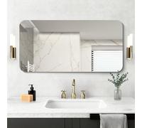 NIMURY Miroir mural rectangulaire 50 x 100 cm sans cadre avec coins arrondis, miroir rectangulaire pour salle de bain, chambre à coucher, salon, à suspendre horizontalement ou verticalement