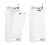 NINA - Armoire de salle de bain avec panier à linge - Blanc