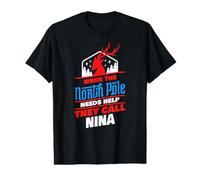 Nina, Assistante du pôle Nord, prononce Un drôle de nom de Noël T-Shirt Graphique avec Valeur