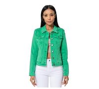 Nina Carter J212 Veste demi-saison en jean pour femme Effet délavé léger Veste décontractée en denim, Vert (J209-26), M
