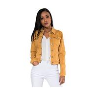 Nina Carter J212 Veste en Jean Ajustée pour Femme - Demi-Saison Colorée avec Col Kent et Poches - Stretch pour Printemps et Été, Couleur Moutarde (J212-4n), L