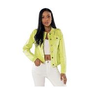 Nina Carter J212 Veste en jean slim pour femme - Veste stretch, colorée, avec col Kent, poches - Pour le printemps, l'été, la mi-saison, M
