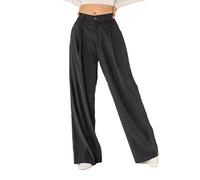 Nina Carter K901 Pantalon large élégant pour femme - Pantalon palazzo fluide en tissu léger jambe large pantalon de début de saison, Noir (K901-1), XL