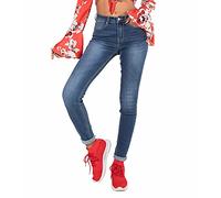 Nina Carter - P076-2B - Pantalon en jean stretch pour femme, Bleu (P076-1), XS