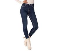 Nina Carter P076 Jean coupe skinny pour femme, taille haute, stretch, aspect usé, aspect usé, Bleu foncé (P076-9), XS