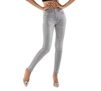 Nina Carter P076 Jean coupe skinny pour femme, taille haute, stretch, aspect usé, aspect usé, Gris argenté (P076-7), S
