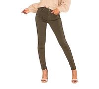 Nina Carter P106 - Jean pour femme - Coupe ajustée - Push Up - Skinny - Taille mi-haute, kaki (P106-2), XS mince