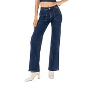 Nina Carter P123 Jean Bootcut Femme Taille Haute Évasé, Bleu Marine (P123-2), M Mince