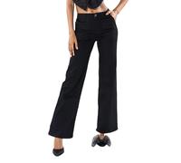Nina Carter P123 Jean Bootcut pour femme - Taille haute - Évasé, Noir (P123-8), L mince