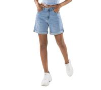 Nina Carter P208 Short en jean taille haute pour femme, look usé, mi-cuisse, Bleu clair (P208-6), S mince