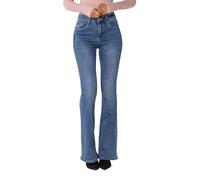 Nina Carter P212 - Jean bootcut pour femme - Taille haute - Pantalon évasé - Jean stretch - Look usé, Bleu (P218-5), XL Slim Tall