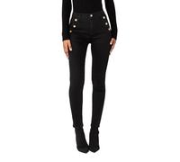 Nina Carter P217 Jean skinny pour femme - Taille haute - Look usé - Jean stretch, Noir (P217-8), S