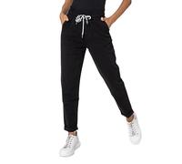 Nina Carter P500 Jean décontracté pour femme, style jogging, taille haute, pantalon de jogging, jeans d'été, Noir (P500-1), XL