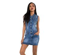 Nina Carter - Robe courte en jean pour femme - Coupe ajustée, Bleu (bleu S388-5), S