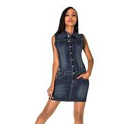 Nina Carter Robe d'été courte en jean pour femme - Coupe ajustée, Bleu foncé (bleu foncé S388), XL