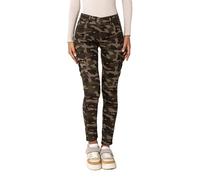 Nina Carter S353 - Pantalon cargo pour femme - Coupe skinny - Jean cargo stretch - Look usé, Marron camouflage (S528), XS