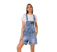 Nina Carter S511 Salopette courte en jean pour femme, style boyfriend, en denim, look usé, combinaison d'été, Bleu (S511), L
