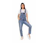 Nina Carter Salopette en Jean pour Femme Boyfriend Look Usé Jumpsuit Denim Combinaison d'été, Bleu (S512), XS