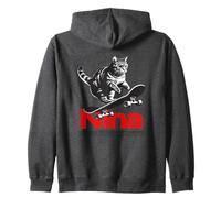 NINA - Joli nom de fille avec un chat & un skateboard Sweat à Capuche