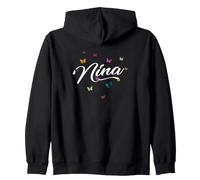 Nina - Joli prénom de Fille avec des Papillons colorés Sweat à Capuche