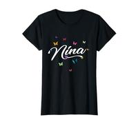 Nina - Joli prénom de Fille avec des Papillons colorés T-Shirt