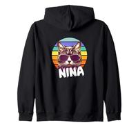 Nina - Joli prénom de Fille avec Un Chat Cool Sweat à Capuche