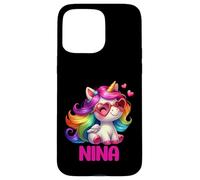 Nina Nom personnalisé Licorne colorée pour Femmes et Filles Coque pour iPhone 15 Pro Max