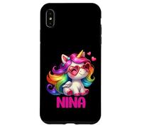 Nina Nom personnalisé Licorne colorée pour Femmes et Filles Coque pour iPhone XS Max