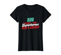 Nina, Parce Que Les Super-héros Ont Besoin d'un Acolyte, nom drôle de Nina T-Shirt Graphique avec Valeur, Femme, Noir, XS