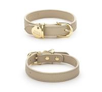 Nina Woof Copenhagen Collier pour Chien en Cuir végan, rembourré, Boucle réglable, Beige, Taille XS