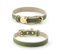 Nina Woof Copenhagen Collier pour Chien en Cuir végan, rembourré, Boucle réglable, Olive, Taille S