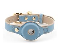 Nina Woof Cupertino Collier pour Chien en Cuir végan, rembourré, Boucle réglable, Support AirTag (Non Inclus), Bleu, Taille XS (Tour de Cou : 23-30 cm)