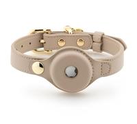 Nina Woof Cupertino Collier pour Chien en Cuir végan, rembourré, Boucle réglable, Support AirTag (Non Inclus), Beige, Taille M (Tour de Cou : 38-48 cm)