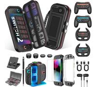 NinABXY Ensemble d'accessoires pour Switch 2, ensemble 18 en 1 pour Nintendo Switch 2 2025 : étui de transport, étui en PC transparent fendu, double station de charge, support de carte de jeu, volant